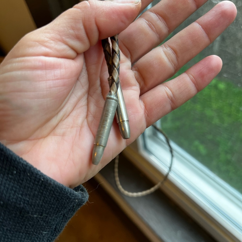 Brown Braided Bolo Tie with Silver Arrowhead - Picture 4 of 4